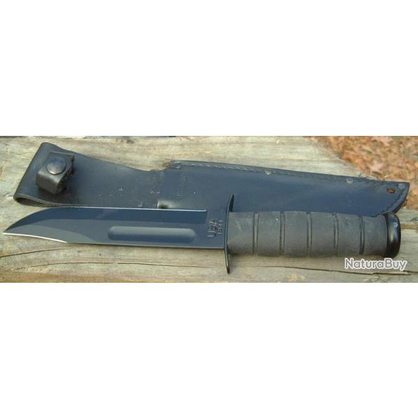 KA1256 Couteau Ka-bar Short Plain Edge Acier Carbone 1095 Manche Kraton Etui Cuir Made In USA