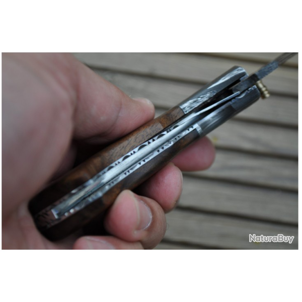 Couteau de poche fait main en damas - Travail d'artisan (3)