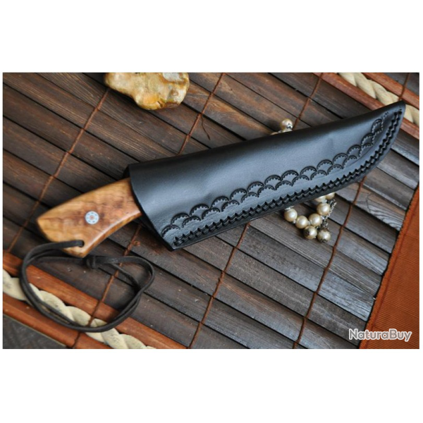 LAME DAMAS - TRAVAIL D'ARTISAN - MANCHE NOYER SERTI (3)