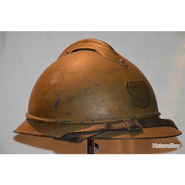 CASQUE ADRIAN 1915 COULEUR MOUTARDE-ARMEE D'AFRIQUE ZOUAVE-TIRAILLEUR-SPAHIS-GRANDE GUERRE 1914/1918