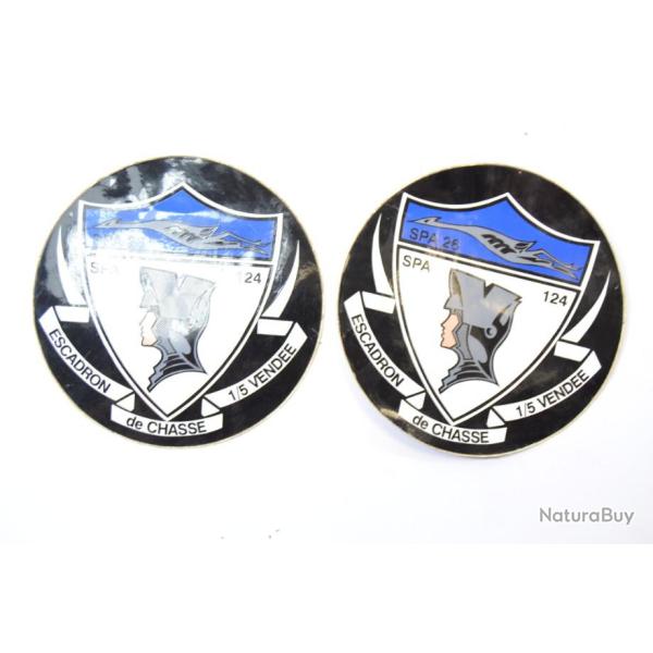 Lot deux autocollants ESCADRON DE CHASSE 1/5 VENDEE SPA 124