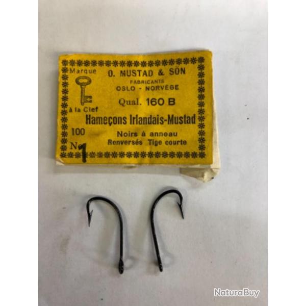 20 hame�on n 1 oeillet noir renvers� r�f 160b tige moyenne simple p�che carpe gros poissons. mustad