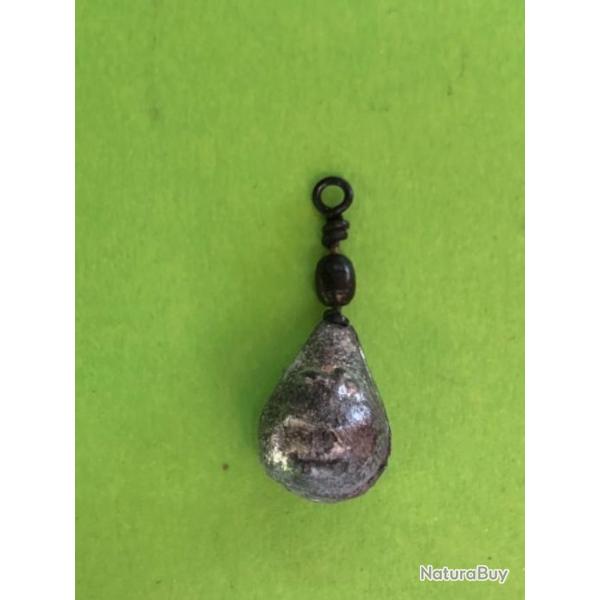 8 plomb 7 gr 1/4 oz type poire avec merillon laiton ou noir pche fine et drop shot