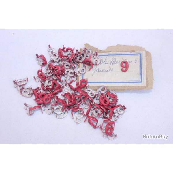 Lot de 100  numro  9  ( Hauteur de l'insigne : 1 cm )  lamelle