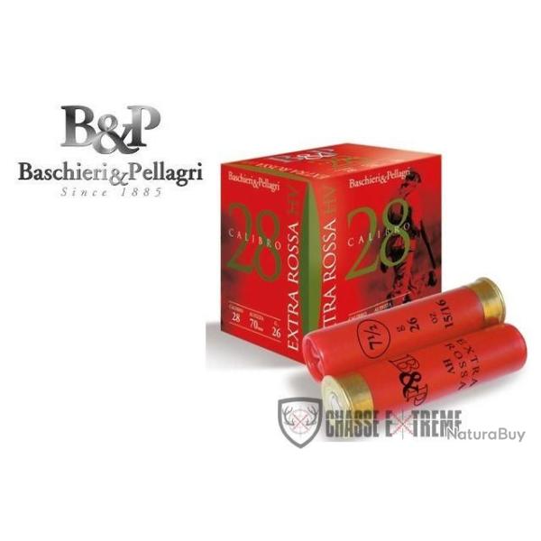 Boite de 25 Cartouches B&P Extra Rossa 28 22G Cal 28/70 Pb 7.5