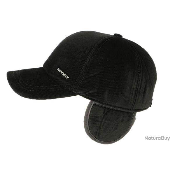 Casquette baseball cache oreille noire velours Steyson Taille unique Noir