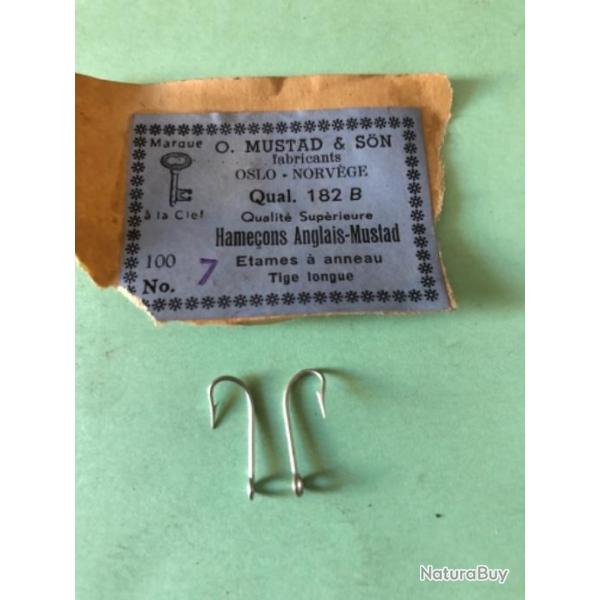 100 hame�on n 7 oeillet �tam� renvers� r�f 182b  tige longue p�che carnassier , simple. mustad