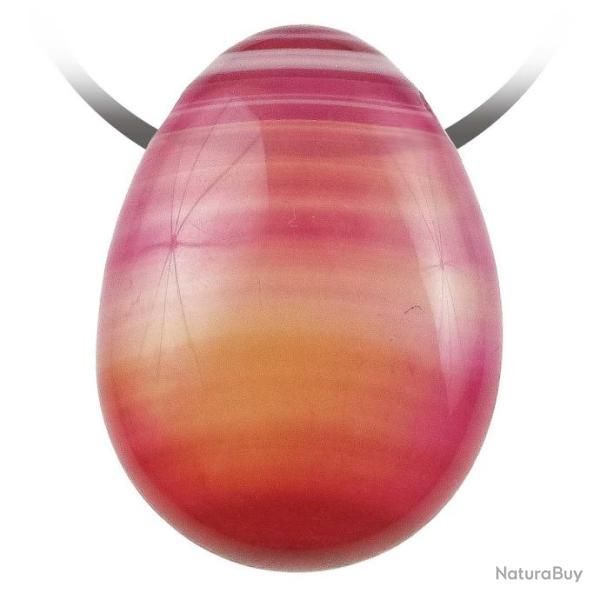 Pendentif goutte pierre perc�e en agate color�e rose