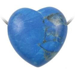 Pendentif coeur pierre perc&eacute;e en howlite teint&eacute;e bleu