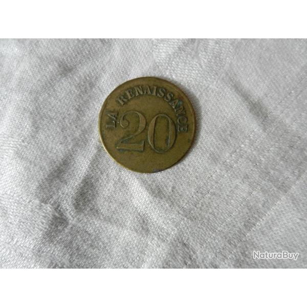 Jeton monnaie laiton la Renaissance 20