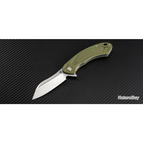 Couteau Artisan Immortal Green Lame Acier D2 Manche G-10 Linerlock Clip ATZ1818PGNF
