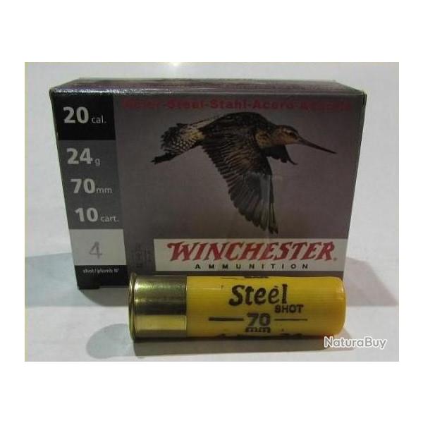boite de 10 cartouches Winchester ACIER, cal 20/70 , 24 grammes, numero 4
