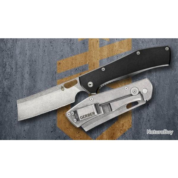 Couteau Gerber Flatiron Cleaver Lame Acier 7Cr17MoV Manche Aluminium Framelock Clip G3518