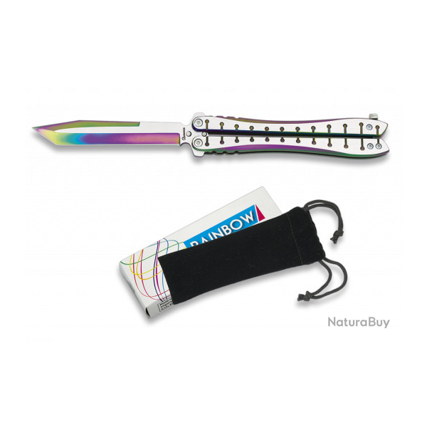 Couteau PAPILLON Militaire � RAINBOW � lame de 10.5 cm  couleur Arc en Ciel