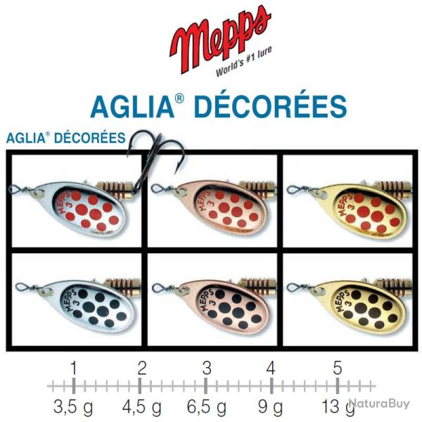 AGLIA� DECOREES MEPPS 1 / 3.5 g Argent/Points Noirs