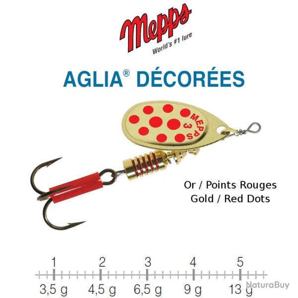 AGLIA� DECOREES MEPPS 3 / 6.5 g Or/Points Rouges