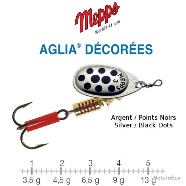 AGLIA� DECOREES MEPPS 4 / 9 g Argent/Points Noirs