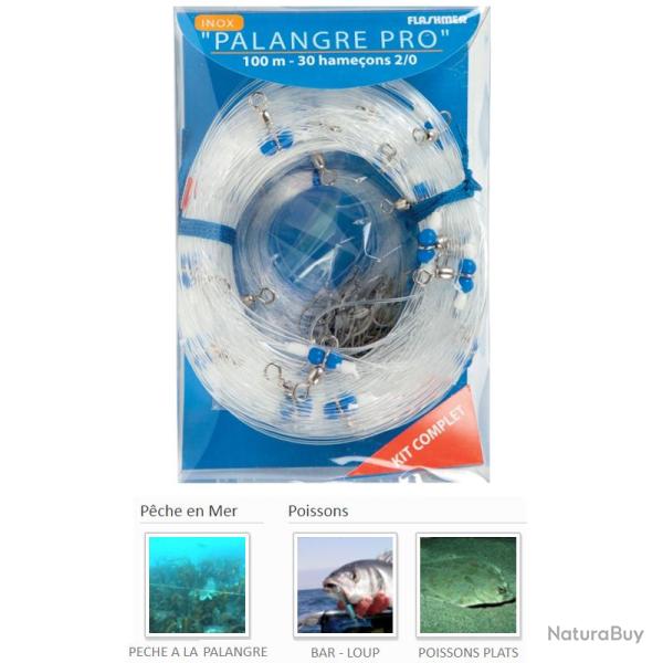 PALANGRE PRO 20 ou 30 HAMECONS FLASHMER 30 hame�ons