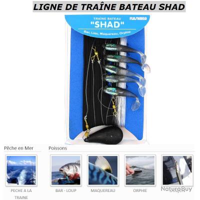 FLASHMER Ligne De Traîne Complète Avec Plioir En Liège Et Tresse - Pêche Au Bar, Maquereau, Perche