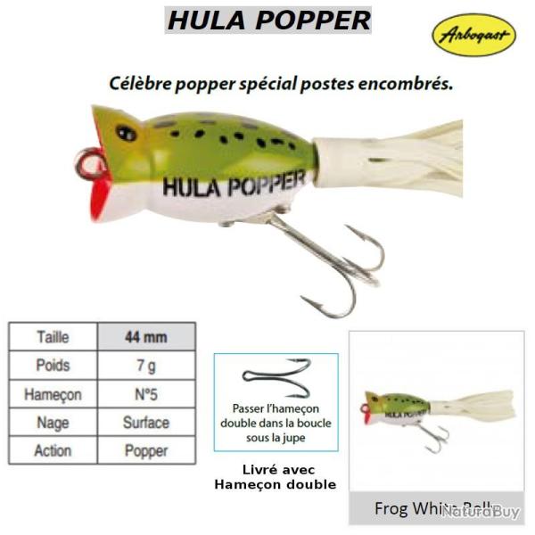 HULA POPPER ARBOGAST Frog White Belly