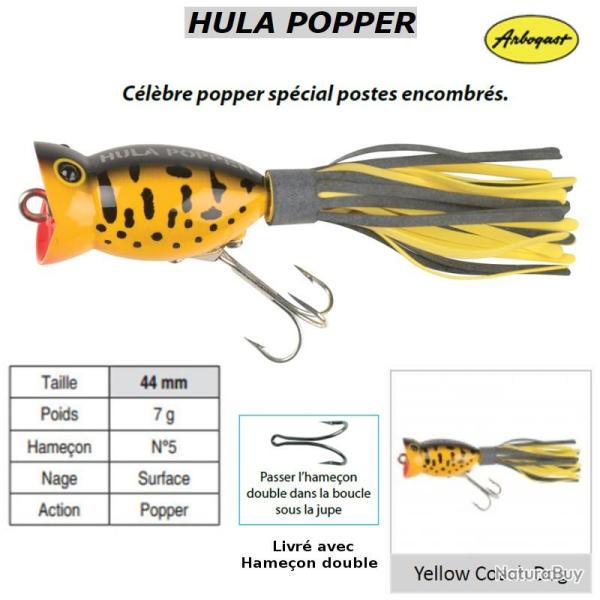 HULA POPPER ARBOGAST Yellow Coach Dog