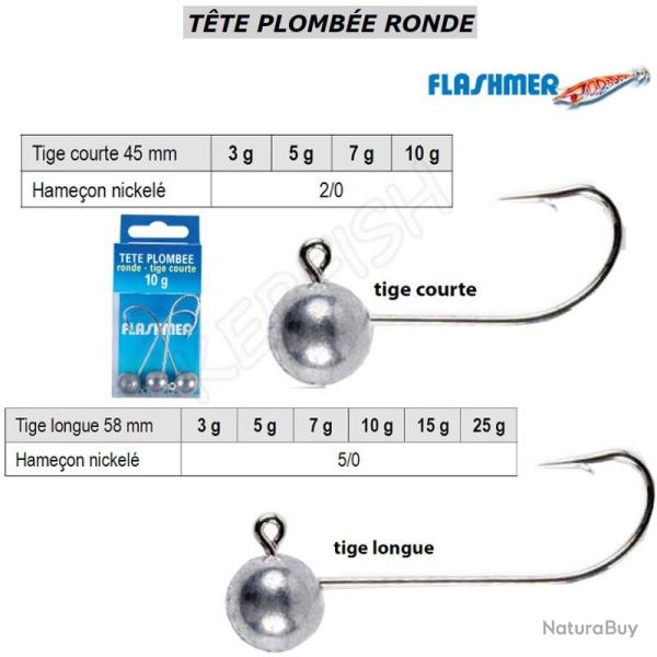 TETE PLOMBEE RONDE FLASHMER 3 g Courte