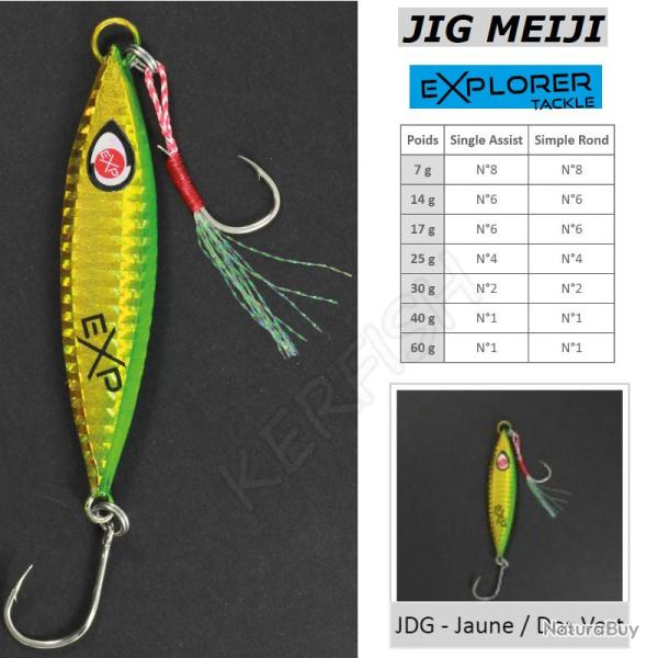 JIG MEIJI EXPLORER TACKLE 14 g Jaune Dos Vert