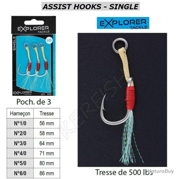 ASSIST HOOKS SINGLE EXPLORER TACKLE 1/0