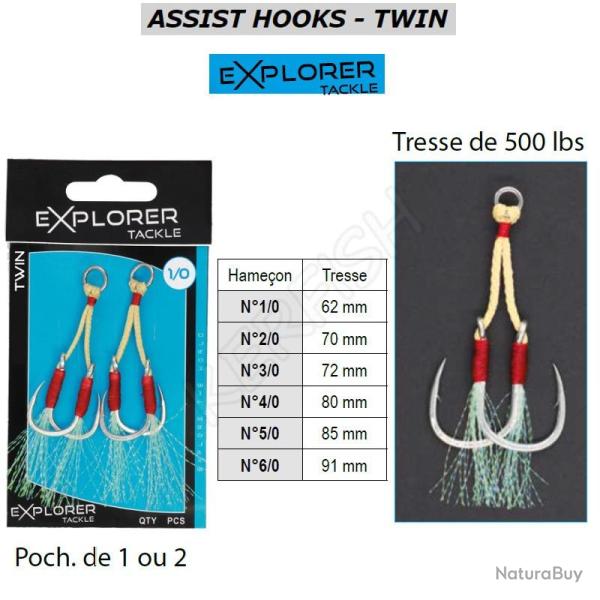 ASSIST HOOKS TWIN EXPLORER TACKLE 3/0