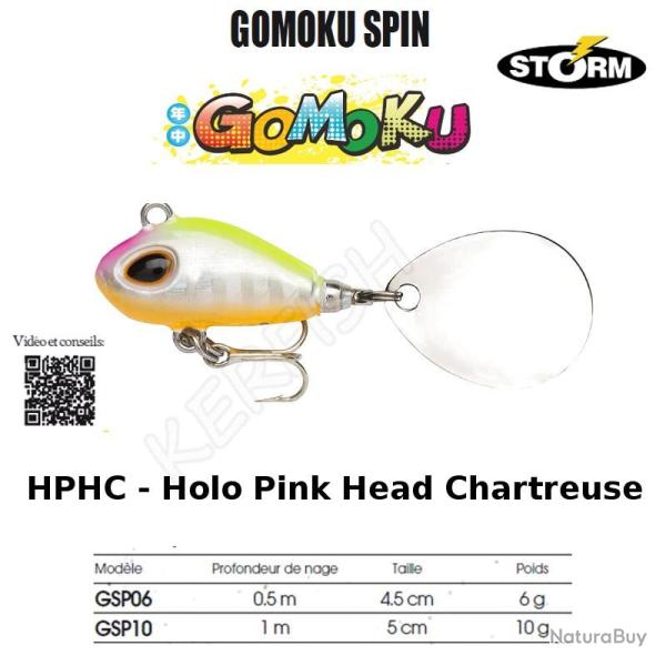 GOMOKU SPIN STORM Holo Pink Head Chartreuse 5 cm