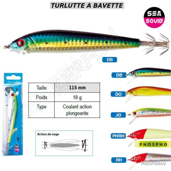 TURLUTTE A BAVETTE SEA SQUID Dos Bleu (DB)