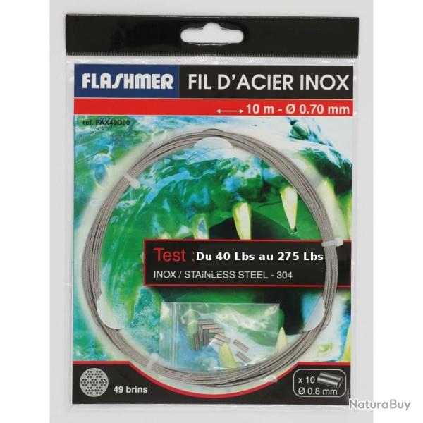 FIL D'ACIER INOX 49 BRINS - 10m 1.15 mm