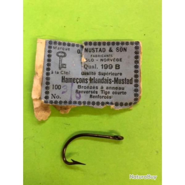 100 hame�on 3/0 oeillet ref 199b bronz� renvers� tige courte renforc� peche carpe mustad