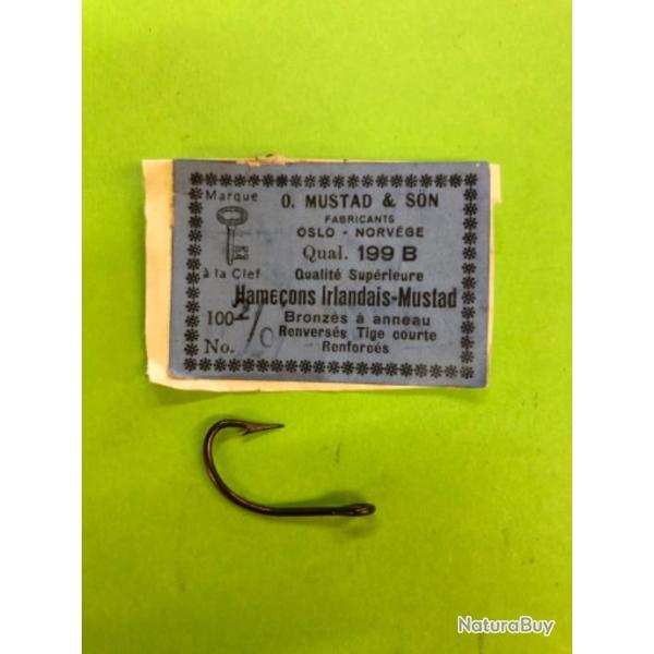 100 hame�on 2/0 oeillet ref 199b bronz� renvers� tige courte renforc� peche carnassier mustad