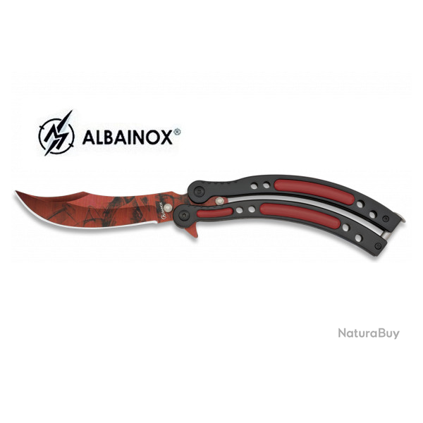 Couteau PAPILLON Militaire impression Colorful Rouge  lame de 9.2 cm