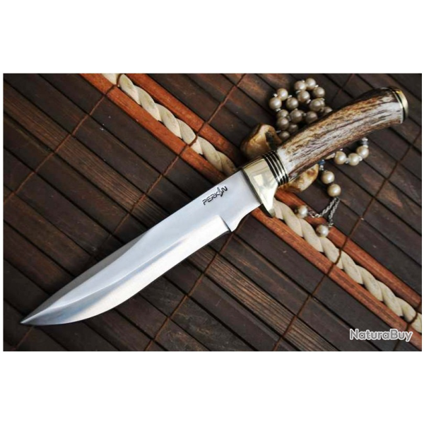 MAGNIFIQUE COUTEAU DE CHASSE  BOWIE -  BOIS DE CERF