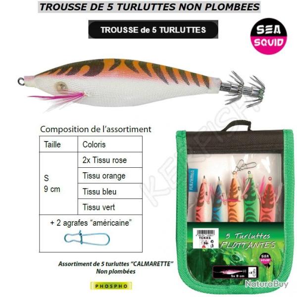 TROUSSES DE 5 TURLUTTES FLOTTANTES SEA SQUID
