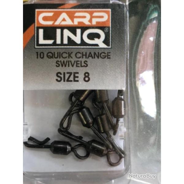 50 �merillon accroche rapide N 8  Carplinq p�che carpe. quick change  swivel rolling