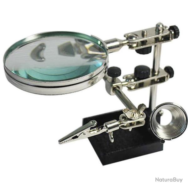 Loupe Avec Pinces Et Support Bras Pour Fer A Souder Puissante x2 87mm