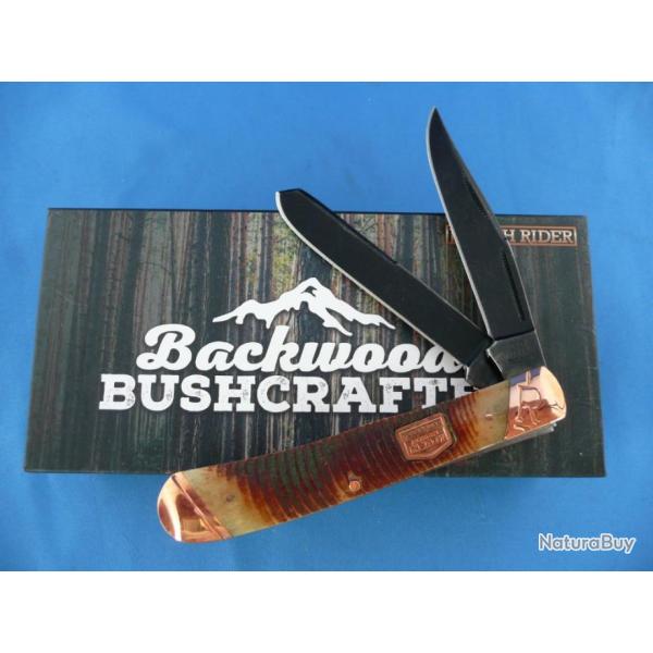 Couteau Canif Rough Rider Backwoods Trapper Lames Acier 440 Manche Os RR1840