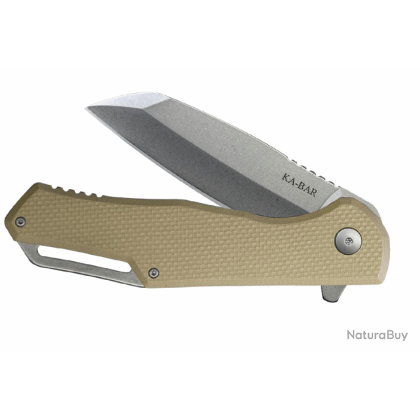 Couteau KA-BAR Jarosz Wharncliffe Flipper Lame Acier AUS-8 Manche G-10/Titane KA7508