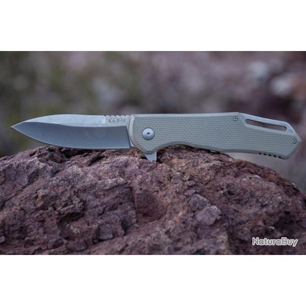 Couteau KA-BAR Jarosz SpearPoint Flipper Lame Acier AUS-8 Manche G-10/Titane KA7509