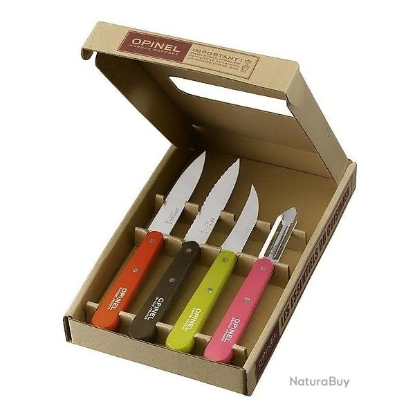 Coffret de 4 petits couteaux de cuisine Opinel """"Les essentiels du cuisinier""""