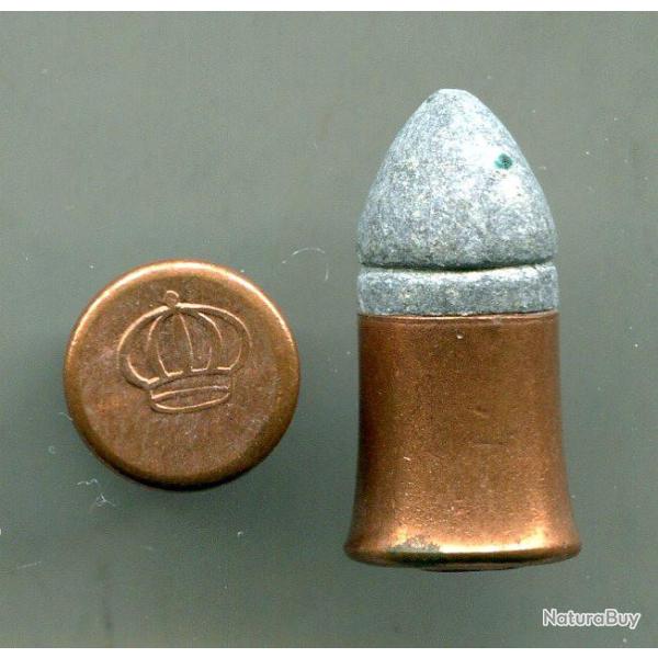 9 mm Flobert � base conique - balle ogivale pointue - TRES BEAU marquage couronne 5 branches