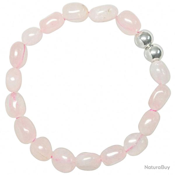 Bracelet en quartz rose - Perles pierres roul�es 8 � 12 mm