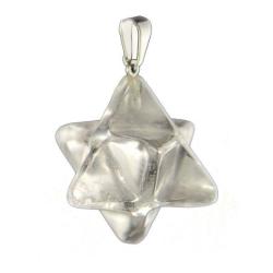 Pendentif &eacute;toile merkaba en cristal de roche