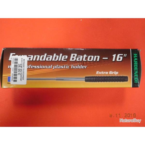 matraque telescopique 16", poigne anti-drapant