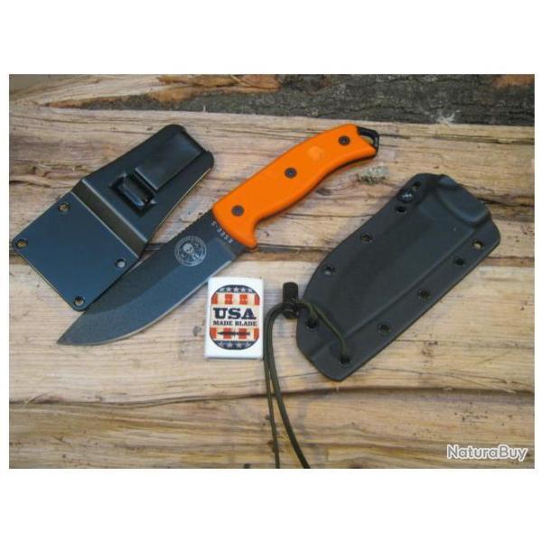 Couteau de Survie ESEE Model 5 RAT5 Orange Acier Carbone 1095 Manche G-10 Made In USA ES5POR