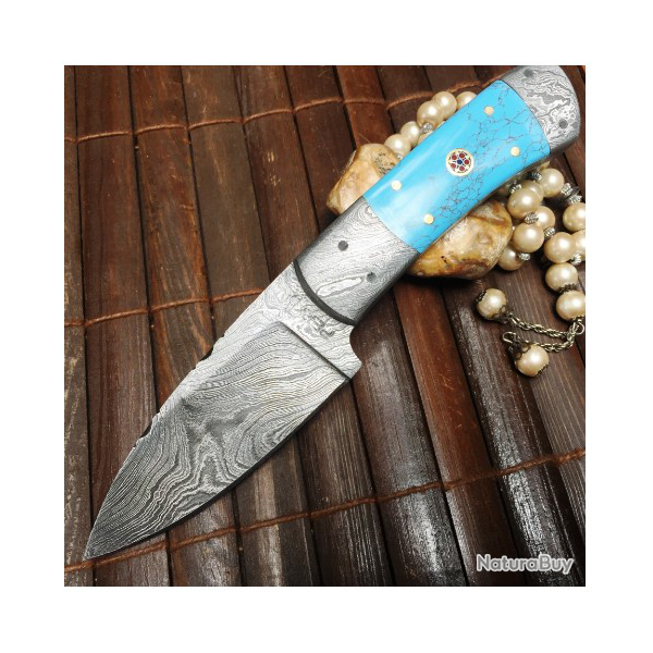 LAME DAMAS RASOIR - MANCHE PIERRE DE TURQUOISE - BELLE VALEUR (2)