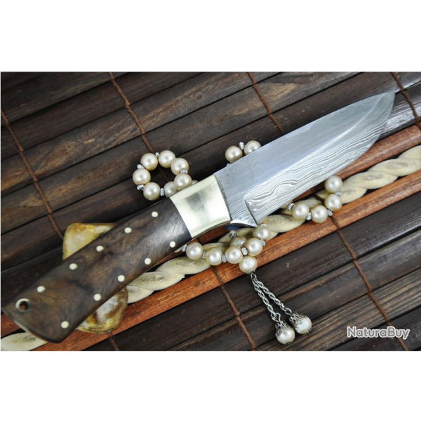 LAME DAMAS - FULL TANG - BEAU ET SOLIDE COUTEAU DE CHASSE (4)